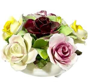 Vintage Royal Adderley Bone China Floral Rose Flowers Bouquet Figurine 3.5"